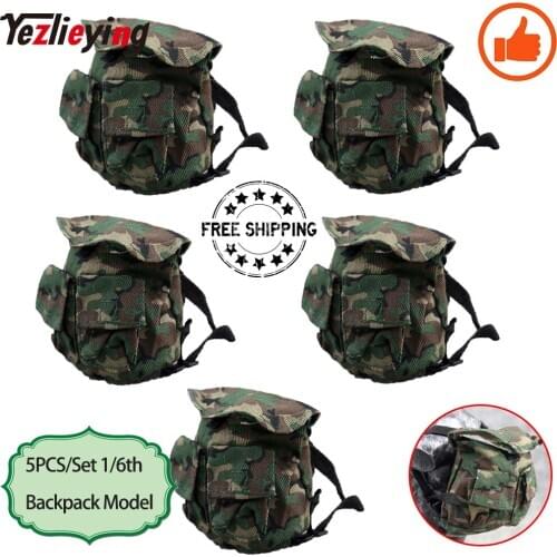 5PCS/Set 1/6 Scale Annex W texture Miniature Military Survival Backpack Model Jungle camouflage Fit 12 Inch Action Toys Figure