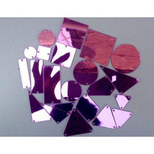 50 pcs Purple Sewing On Mirror Rhinestone, DIY Flat-back Mirror Beads for Wedding Dress Clothing Accesory