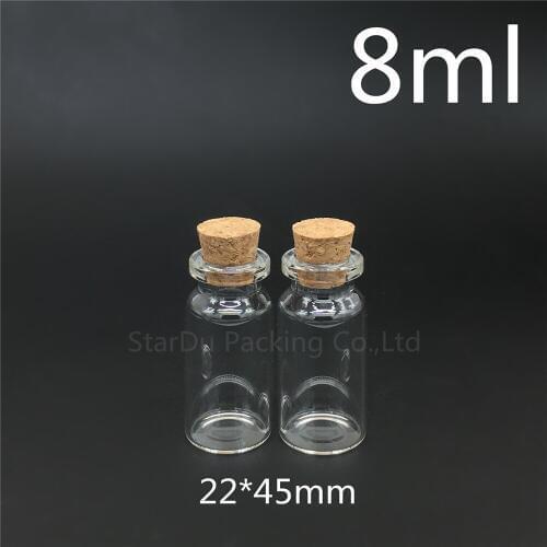 Free shipping 600pcs 8ml Small Cute Mini Cork Stopper Glass Bottles Vials Jars Containers 8cc Small Wishing Bottle with Cork