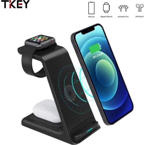 3 in 1 Wireless Charger Mobile Phone Fast Charging 15W for iPhone 12/11 Pro Airpods Pro/2 Apple Watch 6 5 Samsung S10/S9 Plus