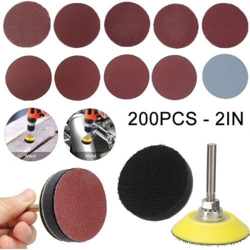 200pcs 50mm Sandpaper Sanding Disc Sheets For Metal Wood Wheel Restoration Sanding Pad Polishing Abrasive Tool