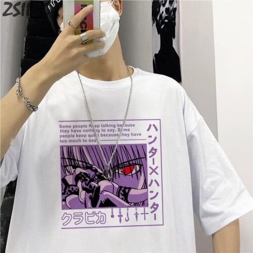 Mens T shirt Kurapika Unique Hunter X Hunter Killua Zoldyck Print Harajuku Casual Tshirt Unisex Short Sleeve Anime T-shirt Male