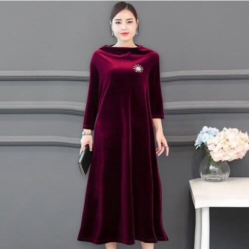 Hotsale 2020 Autunm long sleeve Elegant velour dress.fashion office lady party dress plus size Winter maxi velvet dress 6XL 7XL