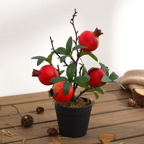 Artificial Fruit Trees Simulation Lemon Pomegranate Bonsai Home Decoration Potted Plant Living Room Ornament Fake Lemon Tree