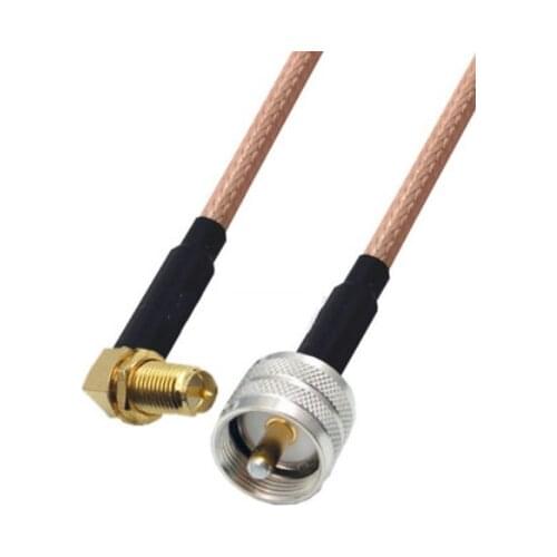 RG142 Cable RP-SMA Female Right Angle to UHF PL259 Male Connector RF Coaxial Jumper Pigtail Cable