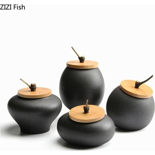 Retro Tea caddy ceramics Sealed jar Moisture-proof Longjing Tieguanyin Storage Jar Household Stoneware Tea Caddy Tea Box