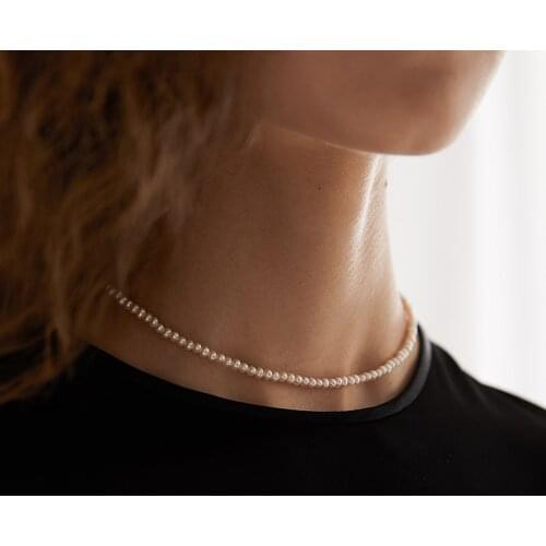Classic Gentle Mini Pearl Choker Grade High-Light Real Pearl Stainless Steel Necklace White Timeless Elegance Jewelry for Women