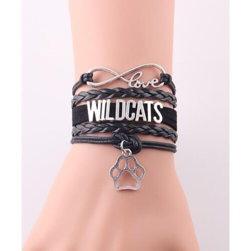 Little Minglou Infinity Love WILDCATS bracelet cat pet paw charm leather wrap men bracelets & bangles for women jewelry