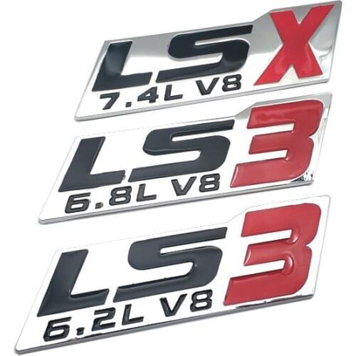 Metal Chrome LS3 6.2L V8 LS3 6.8L V8 LSX 7.4L V8 LS1 5.7L V8 LS6 5.7L V8 LT1 5.7L V8 Engine Car Emblem Badge Trunk Sticker Decal