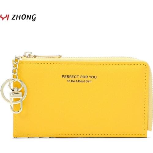 YIZHONG Mini Business Card Case Keychain Coin Pocket Card Holder Purses for Women Small Zipper Credit Card Wallet Cute Kid Purse