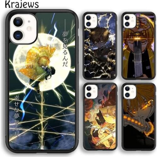 Krajews Zenitsu Kimetsu no yaiba soft Phone Case Cover For iPhone 5s SE 2020 6s 7 8 plus X XS XR 11 12 mini pro max coque Shell