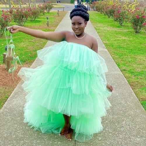Mint Green Black Girls Tulle Dresses For Women Puffy Tulle Robes Formal Birthday Robes Photo Shoot High Low Maternity Robe