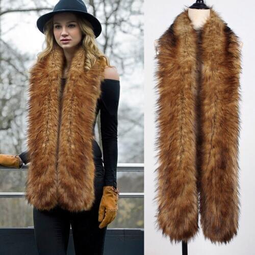 P0186 European and American New Fashion street imitation fox Fur long scarf Shawl Fur collar Men and Women Scarves