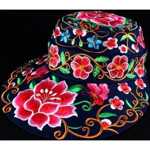 New Ethnic style Spring Summer embroidered hat women baseball cap detachable top Bonnet peaked cap Panama hats for womens hats