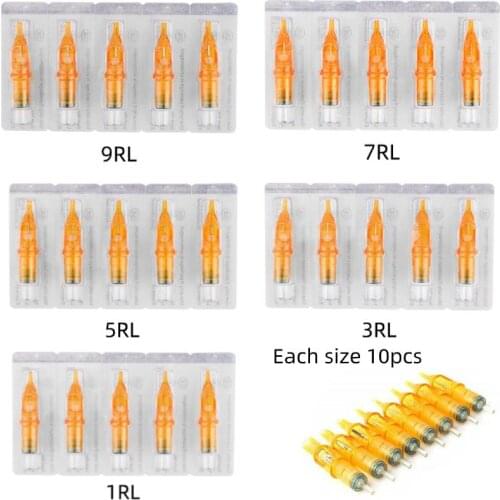 10pcs Disposable Tattoo Cartridge Needles 1RL/3RL/5RL/7RL/9RL Fit for Eyebrow Eyelids Lip Small Tattoo Microblading supplies