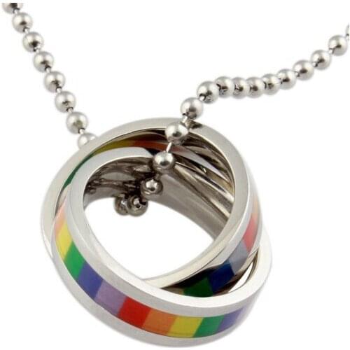 Collares Collier 2019 New Exquisite Rainbow Gay Pride Victory Stainless Steel Horsewhip Link Chain Shetown Necklace Pendants