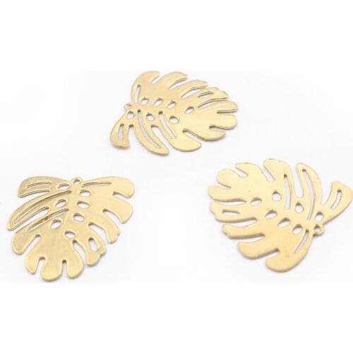 20pcs Charms Abstract Elegant Leaf Pendant Raw Brass Jewelry For Earring Necklace Bohemia Jewelry Making Findings Material