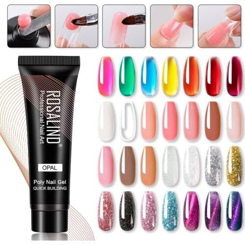 ROSALIND Poly Nail Gel Glitter Nails Extension Gel All For Manicure Nails Art Design Semi Permanent Builder Gel Base And Top