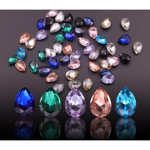 10pcs Crystal Nail Rhinestone Diamonds Drop Design Flatback Ab Marquise Nail Art Decorations Stone for Nails 3D Loose Beads