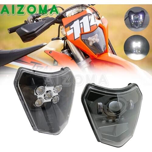 LED 12V Dirt Bike Headlight Headlamp Motocross HI/LO Beam Front Light For EXC EXC-F XC-W Six Days TPI TE TC FE TX 125-500