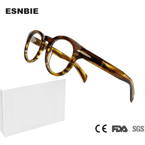 Handmade Thick Acetate Eyeglasses Frame Men Clear Lens Retro Vintage Round Myopia Prescription Glasses Frame Women Spectacles