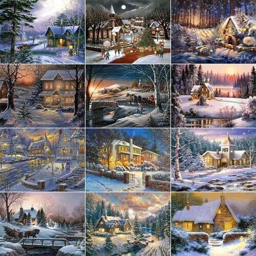 XUEQIXIAOZU Full Square/Round Winter Snow Landscape Diamond Embroidery 5D DIY Diamond Painting Mosaic Home Decoration Gift New