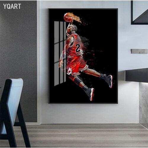 YQ ART Michael Jordan Poster Fly Dunk Basketball Wall Pictures Sport Canvas Art Painting for Modern Home Living Room Decoration