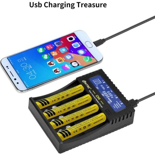HTRC 4 Slots Battery Charger 18650 Li-ion Li-fe Ni-MH Lipo Lithium Charger AA AAA 26650/6F22/16340/9V Battery Smart Charger