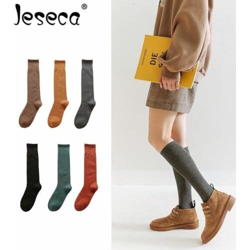 Jeseca New Women Cotton Tube Socks Compression Calf Knee High Summer Winter Socks Above Ankle Soft Warm Leg Christmas Socks