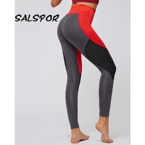 SALSPOR Fitness Leggings Women Patchwork Sexy Sport Legging High Waist Work Out Woman Pants Running Gym Leggins Push Up