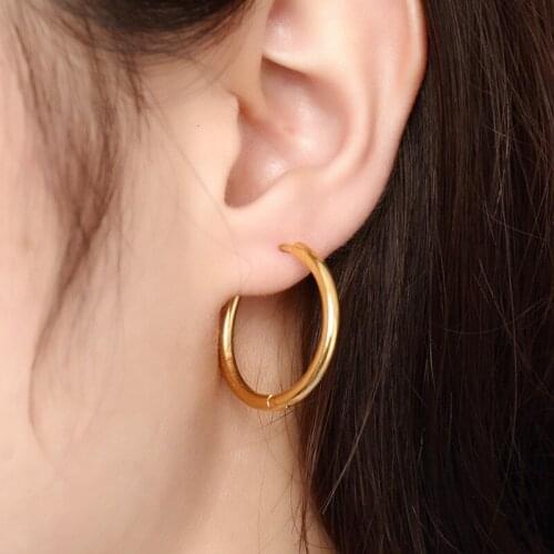 Hoop Earrings Women Gold/Silver Color/Rose Gold/Black Color Round Circle Earring Ear Ring Clip Earrings aretes Mujer Party