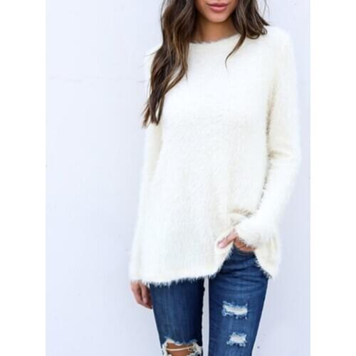 Solid Color Long Sleeve Loose Womens Sweater Jacket Female Jumpers Pullovers Long Sleeved Knitted Sweaters