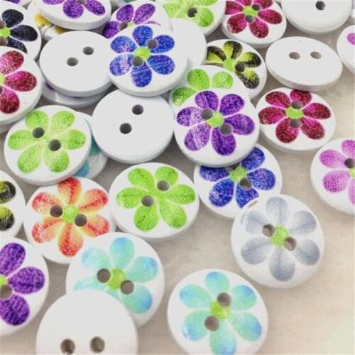 100pcs Mix Sunflowers Wood Buttons 15mm Sewing Craft Lots WB315