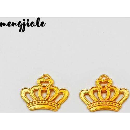 16pcs Gold Alloy Crown pendant fit necklace bracelet charms diy Pendants for jewelry Beads Cap Jewelry Findings Women 23*18mm