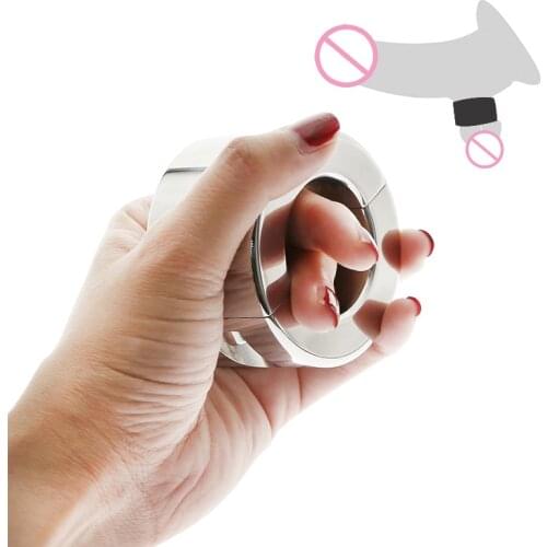 Stainless Steel Heavy Ball Stretcher Metal Penis Lock Cock Ring Duty Weight Male Scrotum Delay Ejaculation BDSM Sex Toy for Men