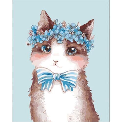 5D DIY Diamond Painting Cat Girl wearing flower Diamond Embroidery Full Cross Stitch Rhinestone Mosaic Home Decor Handmade Gift