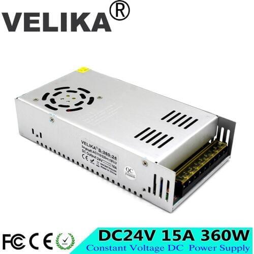 AC 110V 220V To DC 24V 15A 360W Constant Voltage Transformer Switch Power Supply Adapter For Led Strip Control Display CNC CCTV