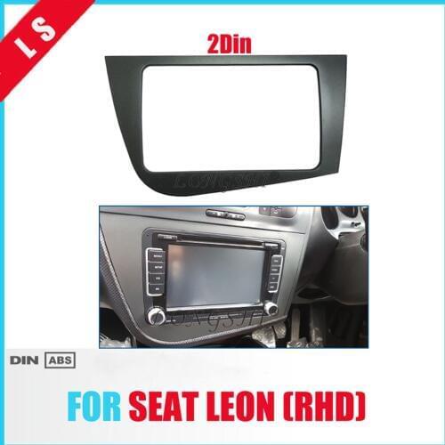 2Din Car Fascia for 2005-2011 Seat Leon RHD Right Hand Driving Radio Head Unit GPS Navigation Fascia Plate Panel Frame , 2 din