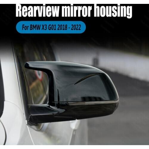 Side 2pcs Painted Glossy Black Replacement M Style Rearview Mirror Cover Caps for BMW X3 G01 2018 2019 2020 2021 2022