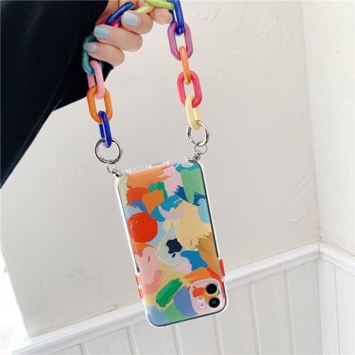 Graffiti Bracelet Phone Cases for iphone 11 12 pro max X XS XR 7 8 Plus SE 2020 12 mini Fashion Colorful Chain Soft Back Cover