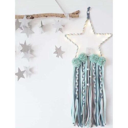 Hot Sale Star Shape Wooden Wind Chimes With Beads Tassels Dreamcatcher Kids Room Decoration Nursery Wall Hanging Ornaments Props