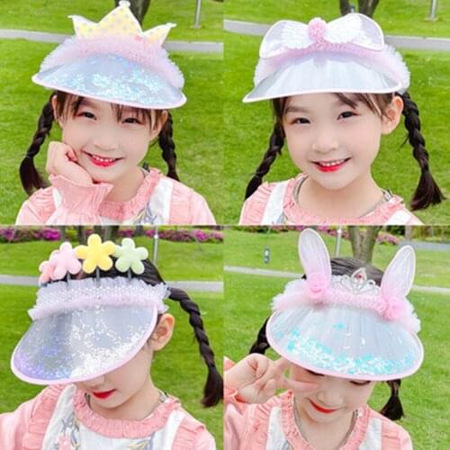 Childrens sun hat no private joker hat female baby summer suntan together fringed flowers colorful mesh sun hat