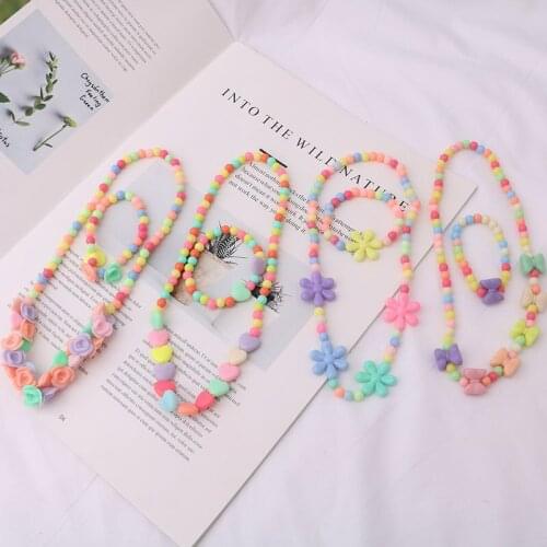 Cartoon Beads Childrens Necklace Bracelet Girls Gifts Pack Up Decorative Princess Gift Bridesmaid Gift