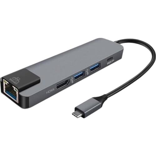 Docking Station USB C To Ethernet 4K HDMI-Compatible USB 3.0 Adapter With 1000Mbps RJ45 Port For Pro Laptop