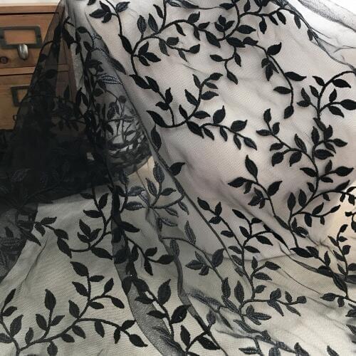 Elegant Heavily Embroidery Leave Lace Fabric Soft Tulle Mesh Net Yarn Polyster Material For Sew Wedding Dress Prom Ball gown