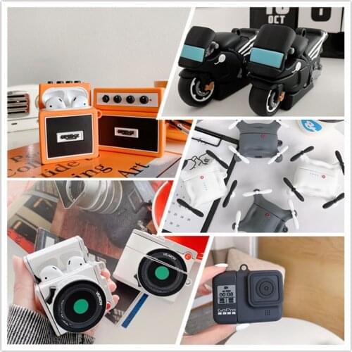 Brand Sport Camera 3D Case For Apple Airpods 1 2 Pro Charging Box Soft Silicone Wireless Bluetooth Headset Protect Cover Coke