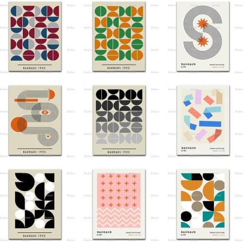 Bauhaus1923 Art Exhibition poster,Walter Gropius, Geometric Art | Living Room Decoration Wall Art Prints Home Decor Canvas Gift
