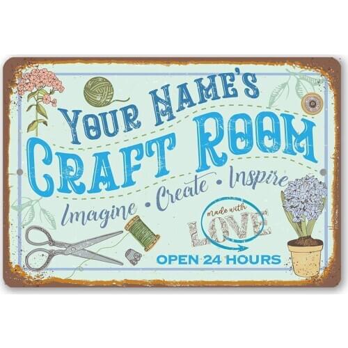 Personalized Craft Room Sign - Durable Metal Sign Use Indoor/Outdoor - Great Gift for Artists and 8x12 Inches