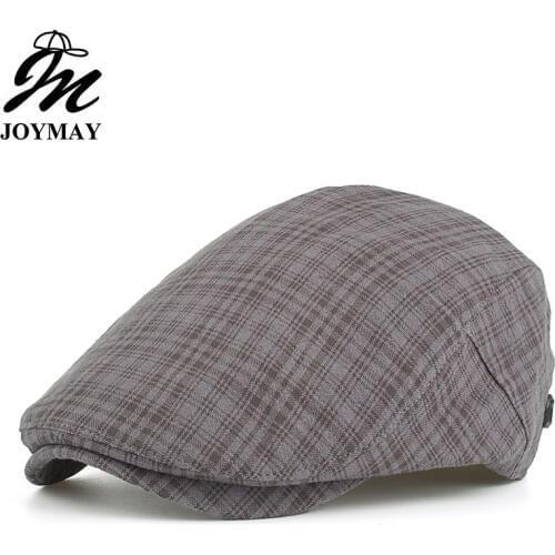 JOYMAY 2018 New Arrival Spring Berets Caps High quality Unisex Casual grid Peaked Cap Newsboy Hats Visors Casquette Cap Y043