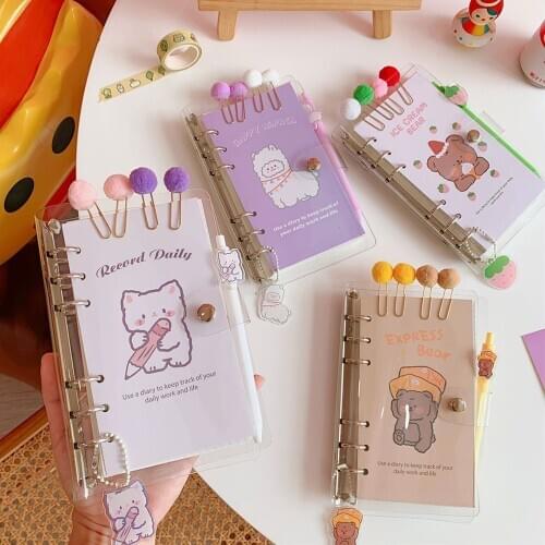 Kawaii 100 Sheets A6 Spiral Binder Diary Notebook Cute Loose-leaf Notebooks Journal Agenda Planner Notebook with Free Gifts